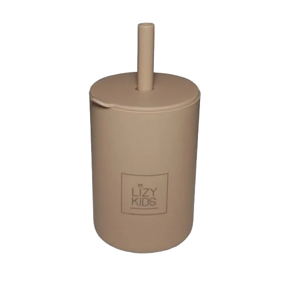 LIZY KIDS® Silicone Cup with Straw – Soft Sand